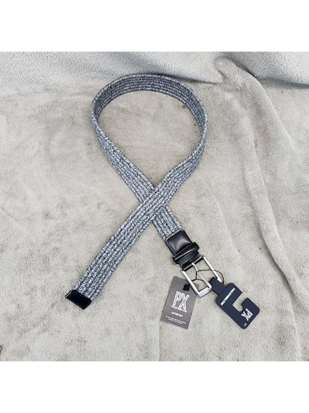 PX Belt Mens 32 Gray Braided Stretch Textile *NWT*